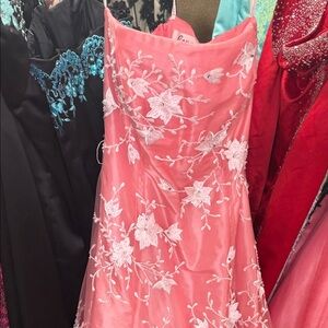 Jovani Pink Floral Embroidered Wedding Dress 12